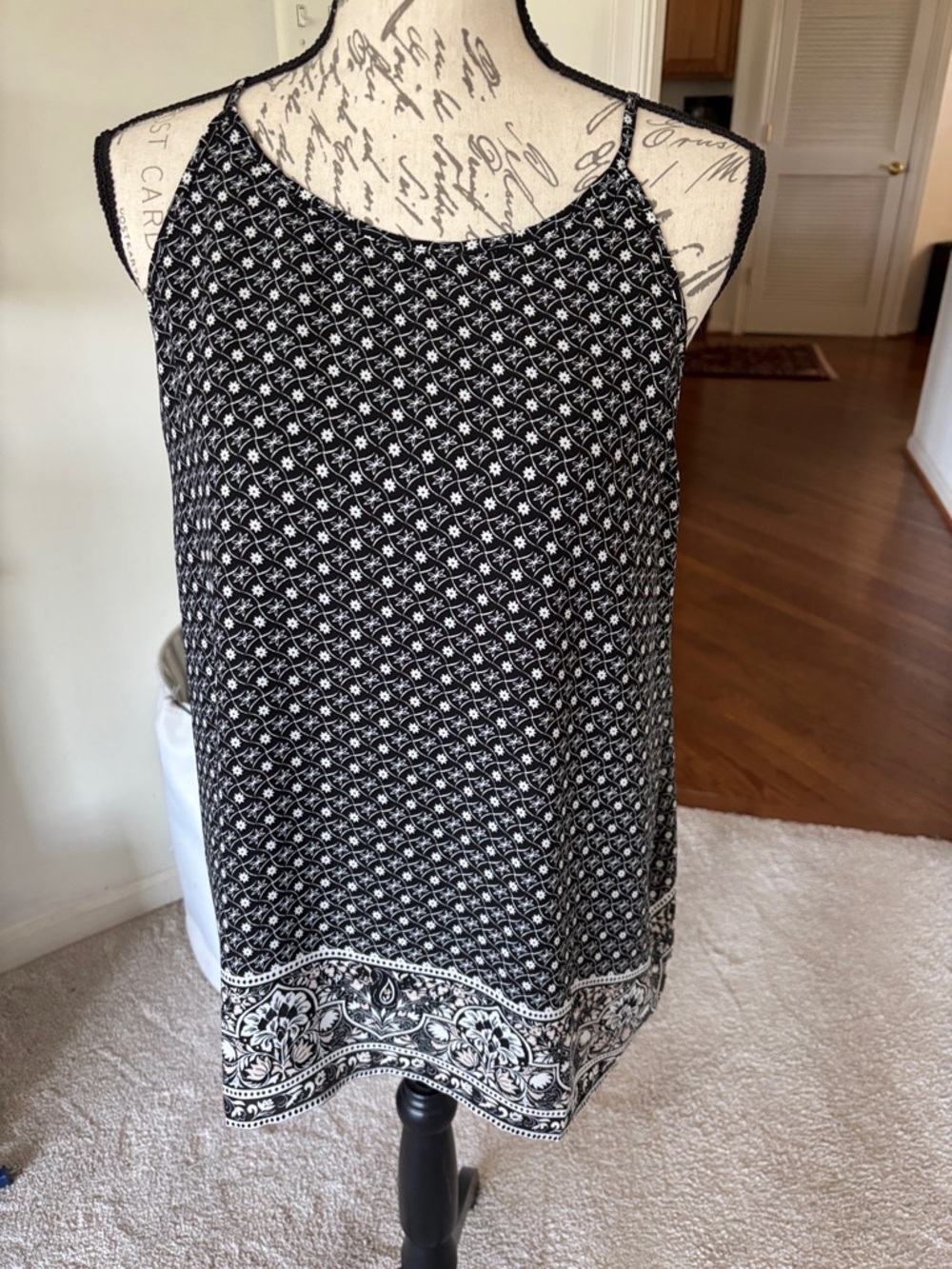 LOFT Black and White Printed Camisole Tank